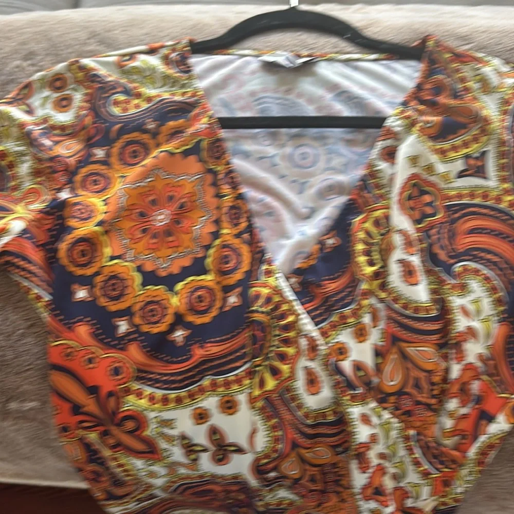 Jude Connally Bold Paisley Print Wrap Style Dress Size Medium